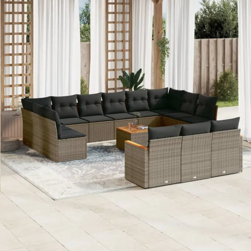 Zwart material loungeset met gepoedercoat staal en waterdichte tas - Grijs / Met tafel - Tuinsets