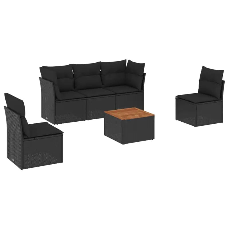 Zwart Material Loungeset met Waterdichte Tas en Gepoedercoat Staal - Tuinsets
