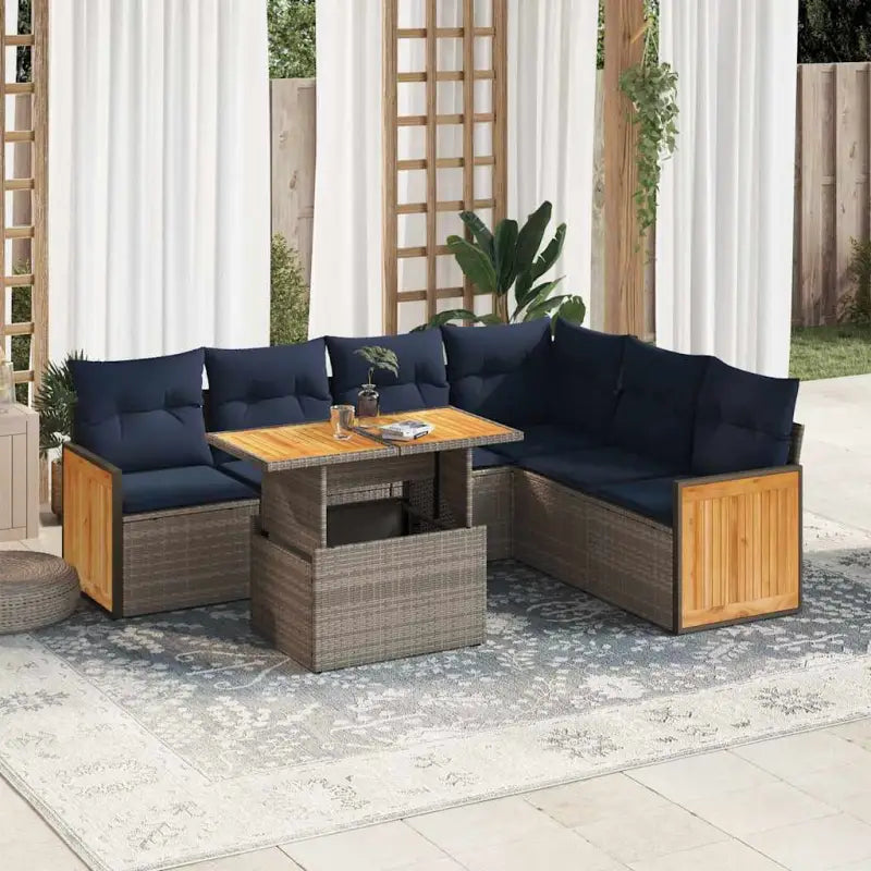 Zwart materialen loungeset met gepoedercoat staal en comfortabele afmetingen - Grijs / met opbergruimte - Tuinsets