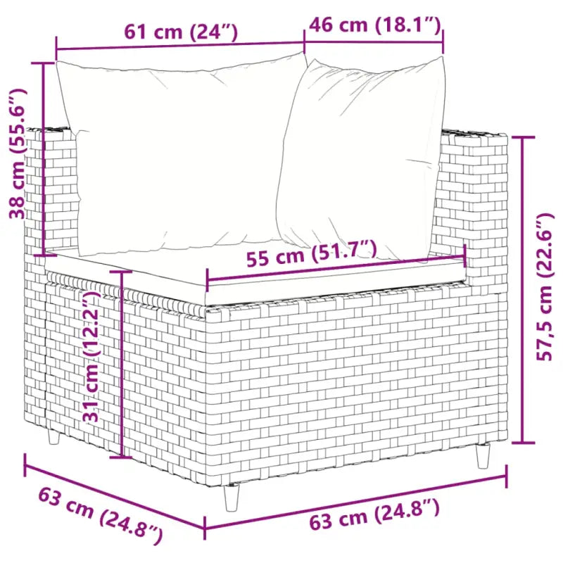 Zwart materialen loungeset met gepoedercoat staal en comfortabele afmetingen - Tuinsets