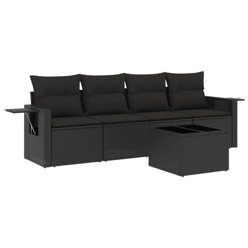 Zwart materialen loungeset met gepoedercoat staal voor tuin of terras - Tuinsets
