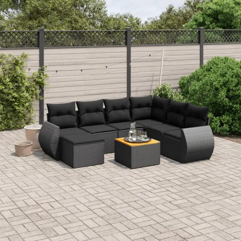 Zwart materialen loungeset met waterdichte tas en gepoedercoat staal - Zwart / hoek + Tafel + 3x midden - Tuinsets
