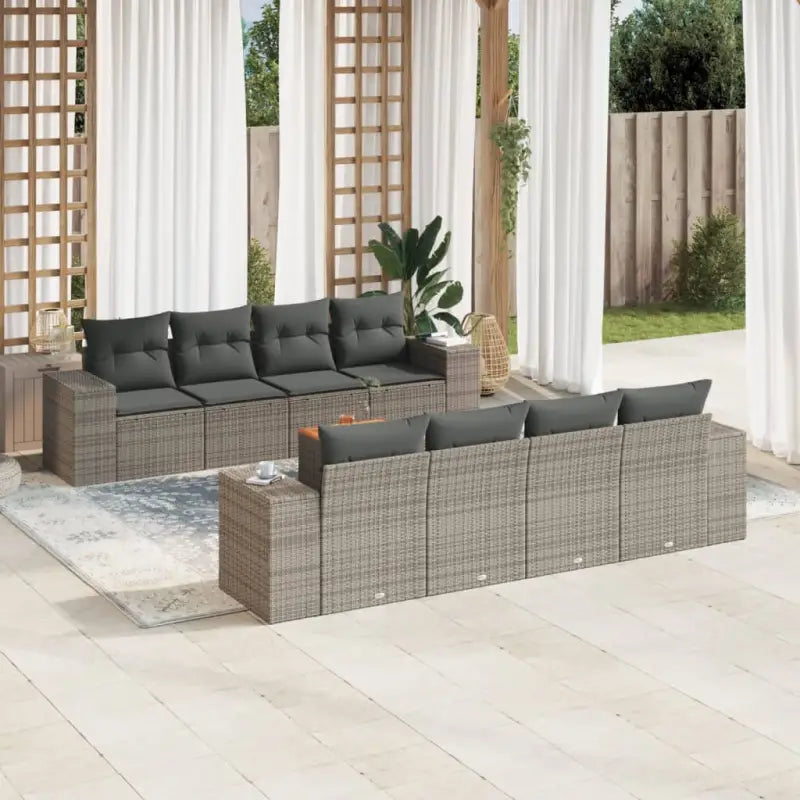 Zwart materialen loungeset van gepoedercoat staal voor tuin of terras - Grijs - Tuinsets