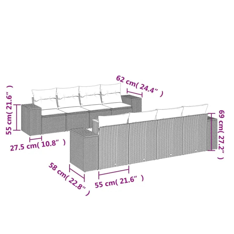 Zwart materialen loungeset van gepoedercoat staal voor tuin of terras - Tuinsets