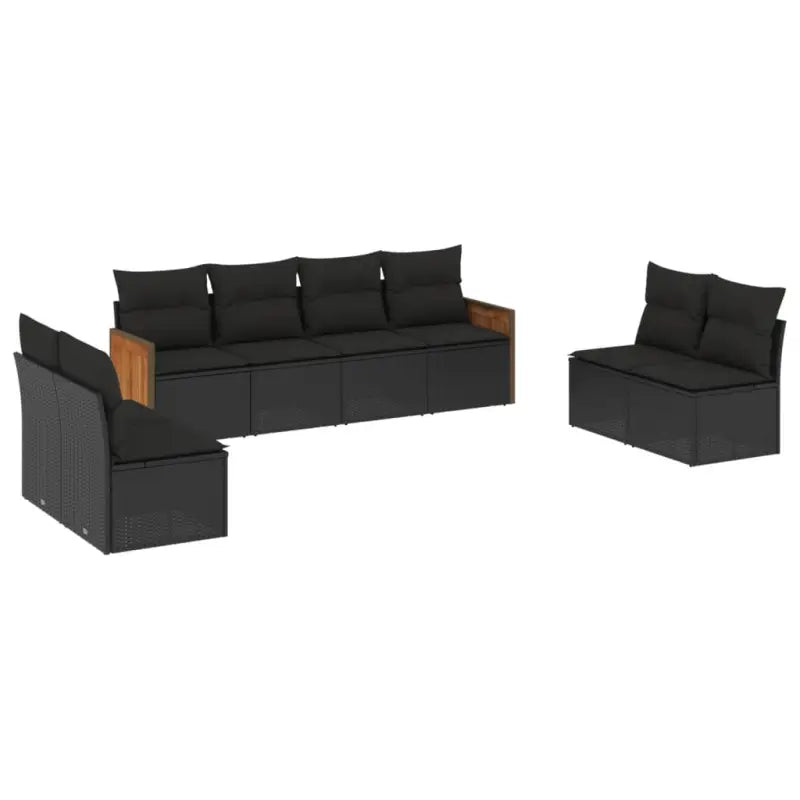 Zwart poly rattan loungeset met waterdichte zak voor buitengebruik - Tuinsets