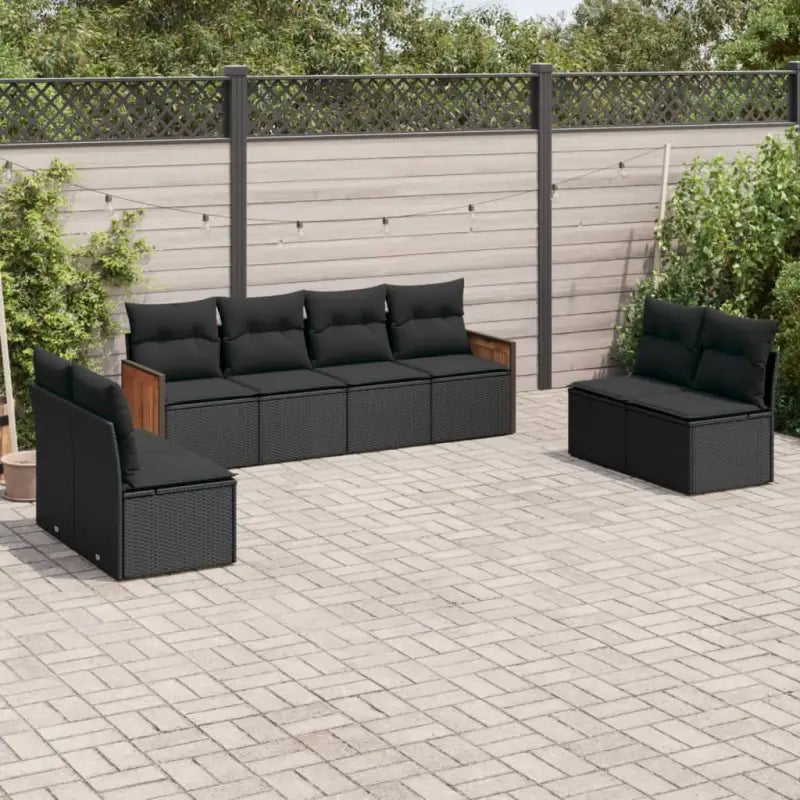 Zwart poly rattan loungeset met waterdichte zak voor buitengebruik - Zwart / Zonder tafel - Tuinsets