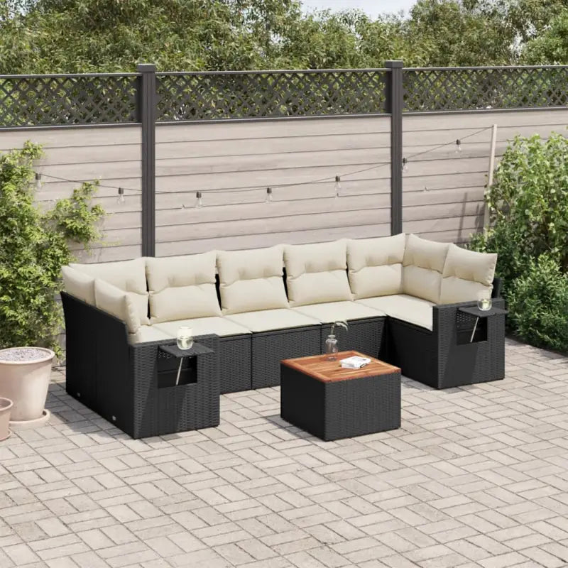 Zwart tuinset met gepoedercoat staal en waterdichte tas voor buiten - Zwart en crème - Tuinsets