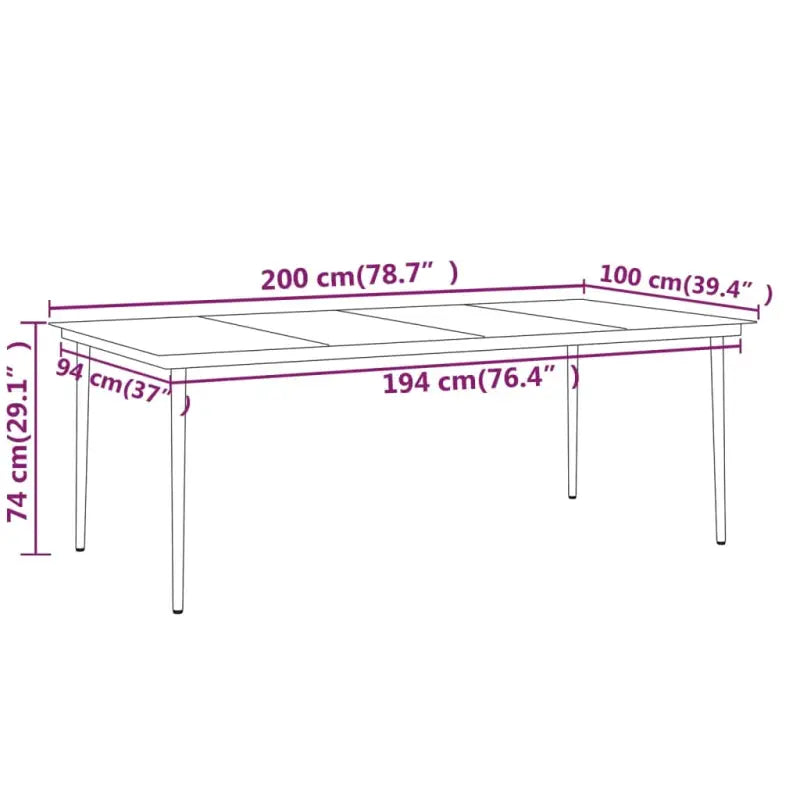 Zwart tuinset met gepoedercoat stalen frame voor buitengebruik - Tuinsets