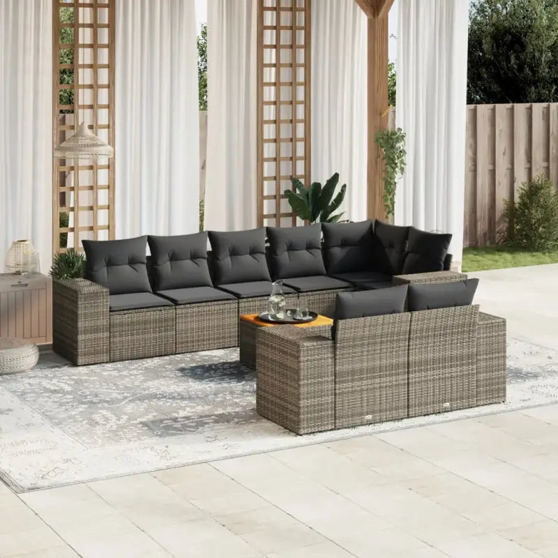 Zwart tuinset met waterdichte tas en gepoedercoat staal voor buiten - grijs en donkergrijs / hoek + 3x midden + Tafel