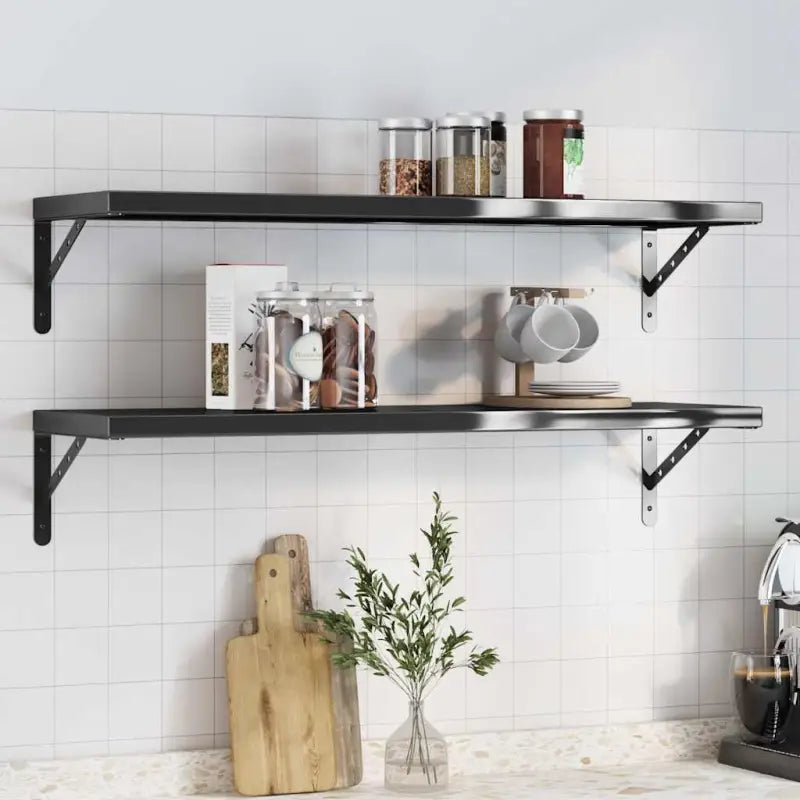 Zwarte coating dikte wandplanken van roestvrijstaal met zwart materiaal - Zwart / 100 x 30 cm / 1 - Wandplanken