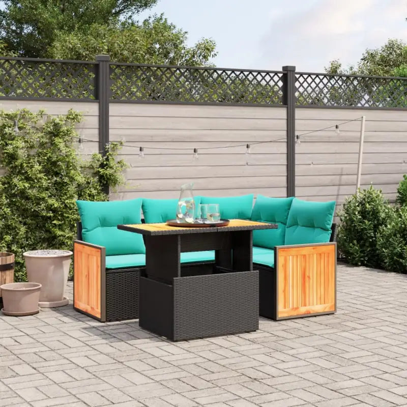 Zwarte loungeset in gepoedercoat staal met comfortabele afmetingen zitting - Zwart / zonder opbergruimte - Tuinsets