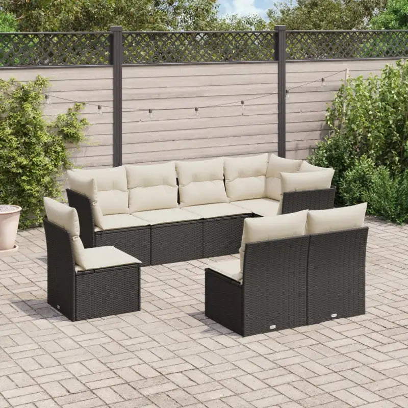 Zwarte loungeset in gepoedercoat staal met waterdichte tas voor buiten - Zwart en crème / Zonder tafel - Tuinsets