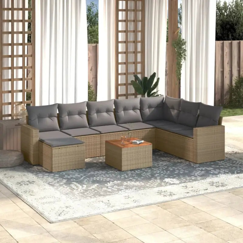 Zwarte loungeset in gepoedercoat staal voor buiten met waterdichte tas - Beige en grijs - Tuinsets