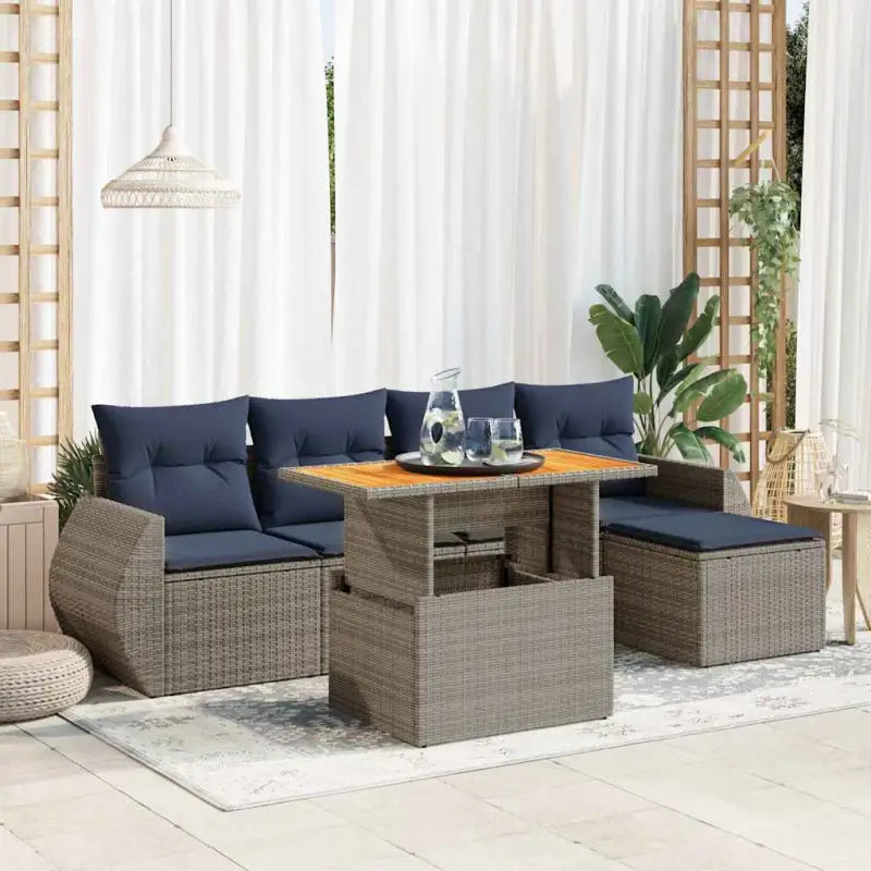 Zwarte loungeset in gepoedercoat staal voor tuin en terras - Grijs / met opbergruimte - Tuinsets