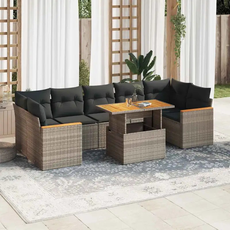 Zwarte loungeset met gepoedercoat staal en comfortabele afmetingen zitting - Grijs / met opbergruimte - Tuinsets