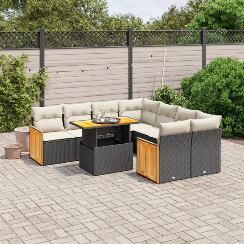 Zwarte loungeset met gepoedercoat staal en comfortabele afmetingen zitting - Zwart en crème / zonder opbergruimte