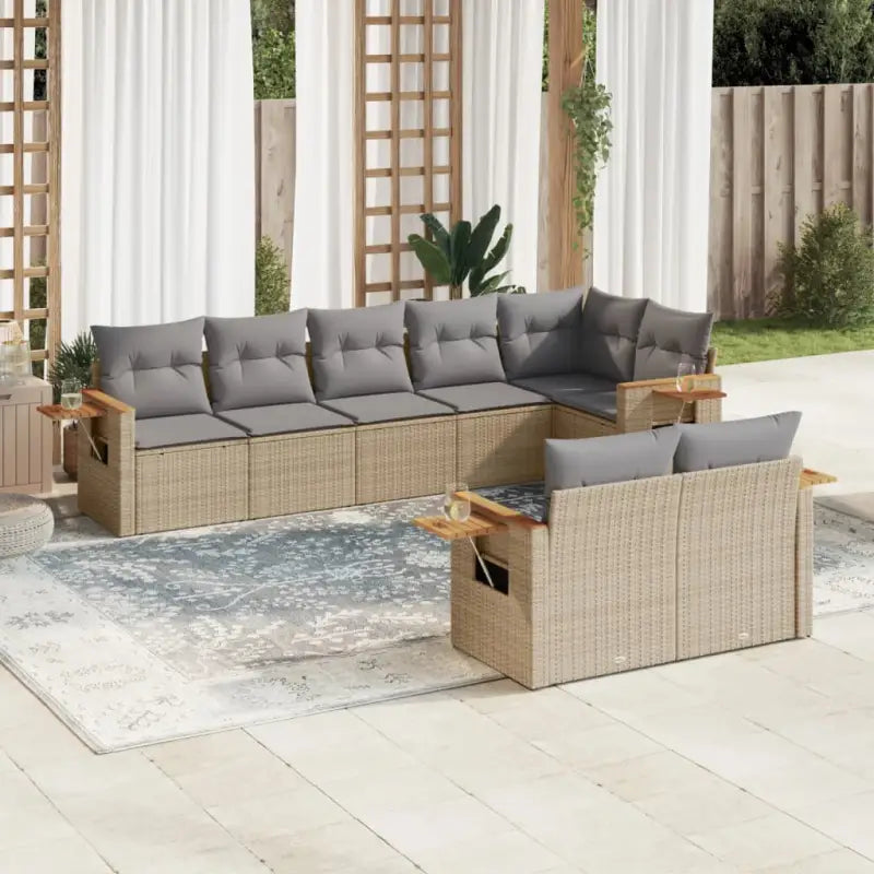 Zwarte loungeset met gepoedercoat staal en comfortabele afmetingen zitting - Beige en grijs / Zonder tafel - Tuinsets