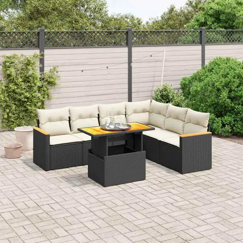 Zwarte loungeset met gepoedercoat staal en comfortabele afmetingen zitting - Zwart en crème / zonder opbergruimte