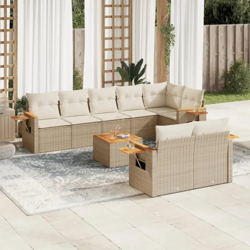 Zwarte loungeset met gepoedercoat staal en comfortabele afmetingen zitting - beige en crèmekleurig / Met tafel