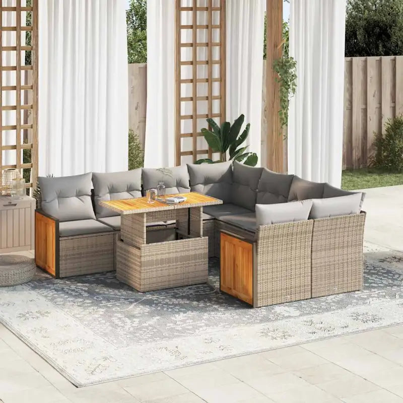 Zwarte loungeset met gepoedercoat staal en comfortabele afmetingen zitting - Beige en grijs / met opbergruimte