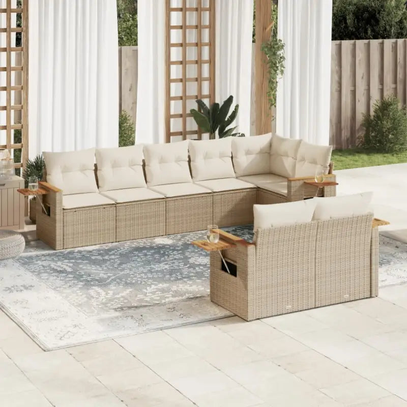 Zwarte loungeset met gepoedercoat staal en comfortabele afmetingen zitting - beige en crèmekleurig / Zonder tafel