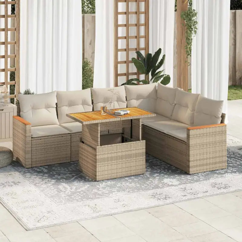 Zwarte loungeset met gepoedercoat staal en comfortabele afmetingen zitting - beige en crèmekleurig / met opbergruimte
