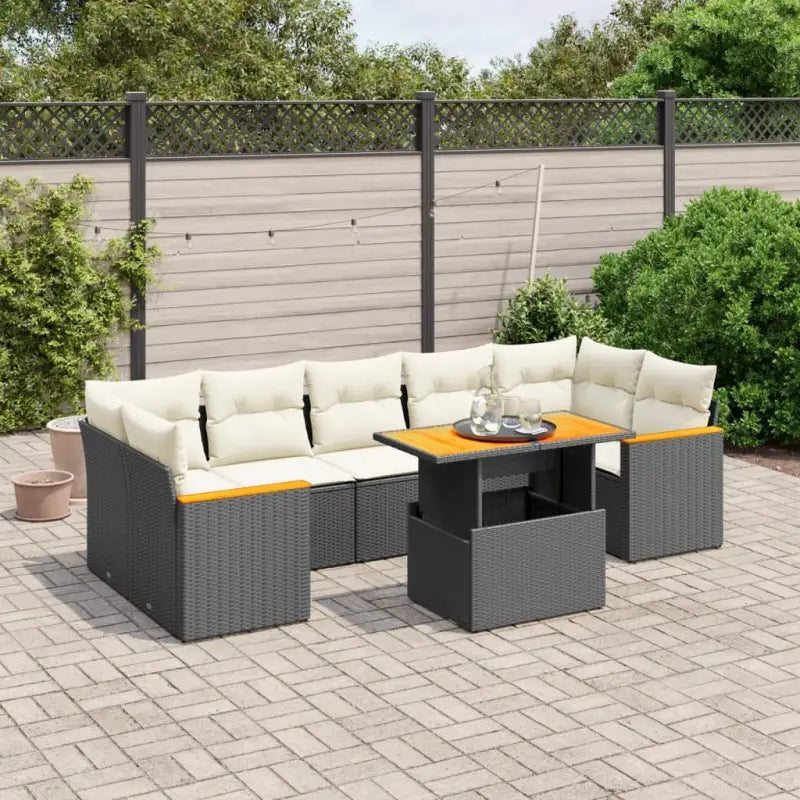 Zwarte loungeset met gepoedercoat staal en comfortabele afmetingen zitting - Zwart en crème / zonder opbergruimte