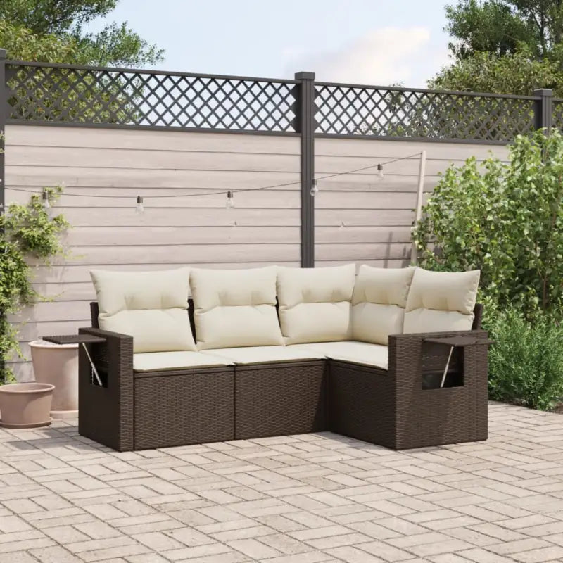 Zwarte loungeset met gepoedercoat staal en waterdichte tas voor buiten ontspanning - Bruin en crème / Zonder tafel