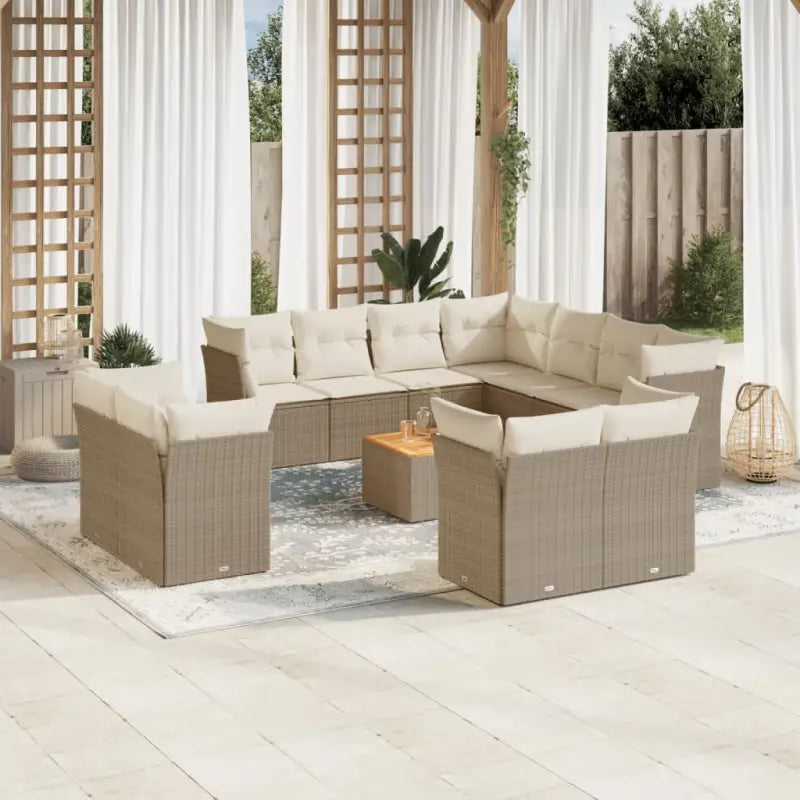 Zwarte loungeset met gepoedercoat staal en waterdichte tas voor buiten - beige en crèmekleurig - Tuinsets