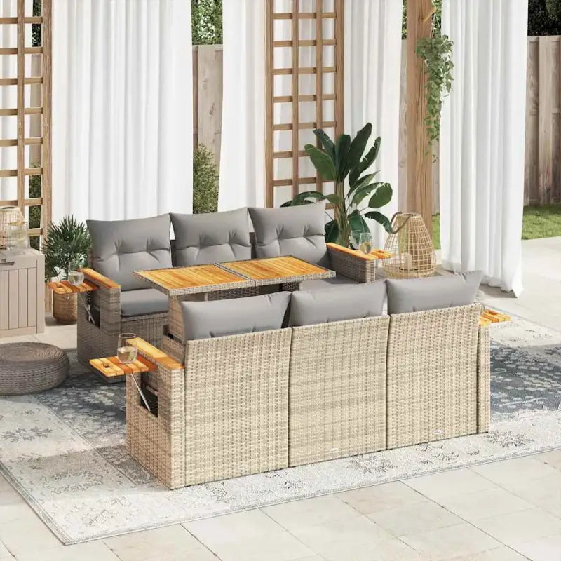 Zwarte loungeset met gepoedercoat staal en waterdichte tas voor buiten - Beige en grijs - Tuinsets