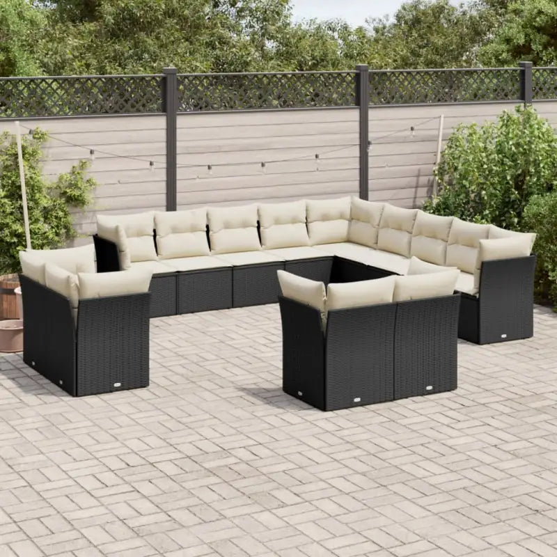 Zwarte loungeset met gepoedercoat staal en waterdichte tas voor buiten - Zwart en crème / Zonder tafel - Tuinsets