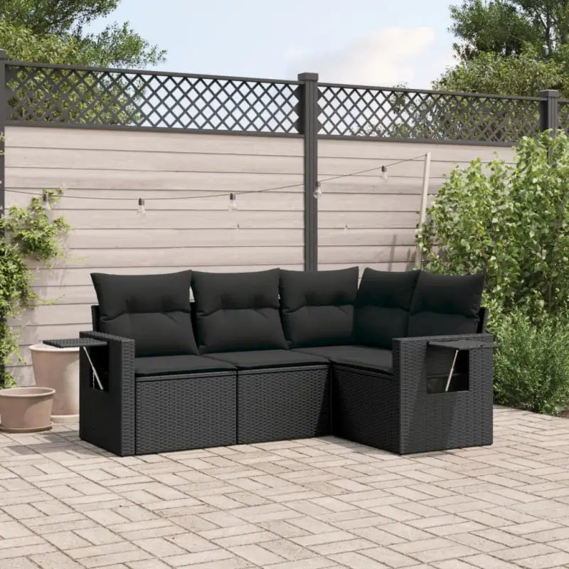 Zwarte loungeset met gepoedercoat staal en waterdichte tas voor buiten ontspanning - Zwart / Zonder tafel - Tuinsets