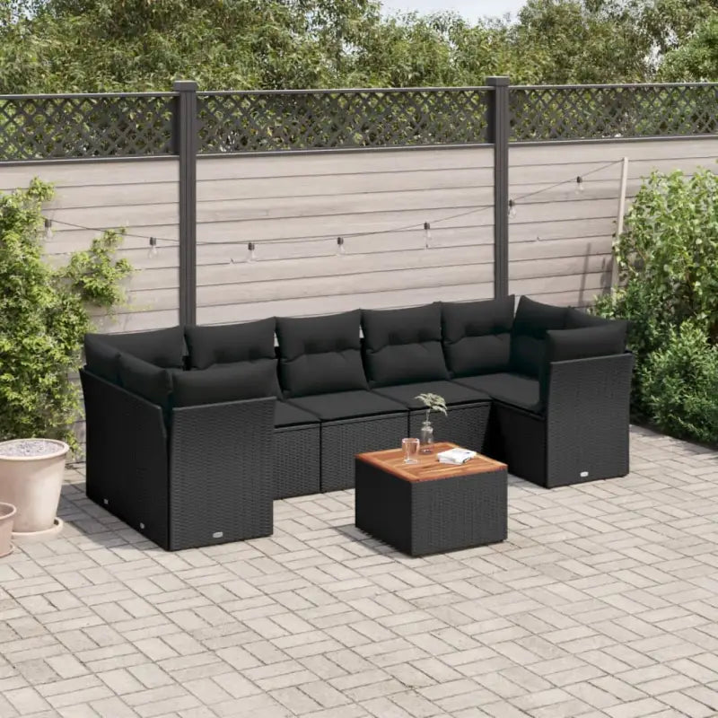 Zwarte loungeset met gepoedercoat staal en waterdichte tas voor buitengebruik - Zwart / 3x midden + 2x hoek + Tafel