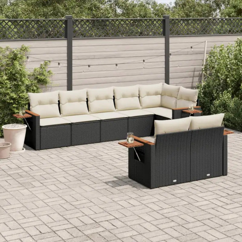 Zwarte loungeset met gepoedercoat staal en waterdichte tas voor buiten - Zwart en crème / Zonder tafel - Tuinsets