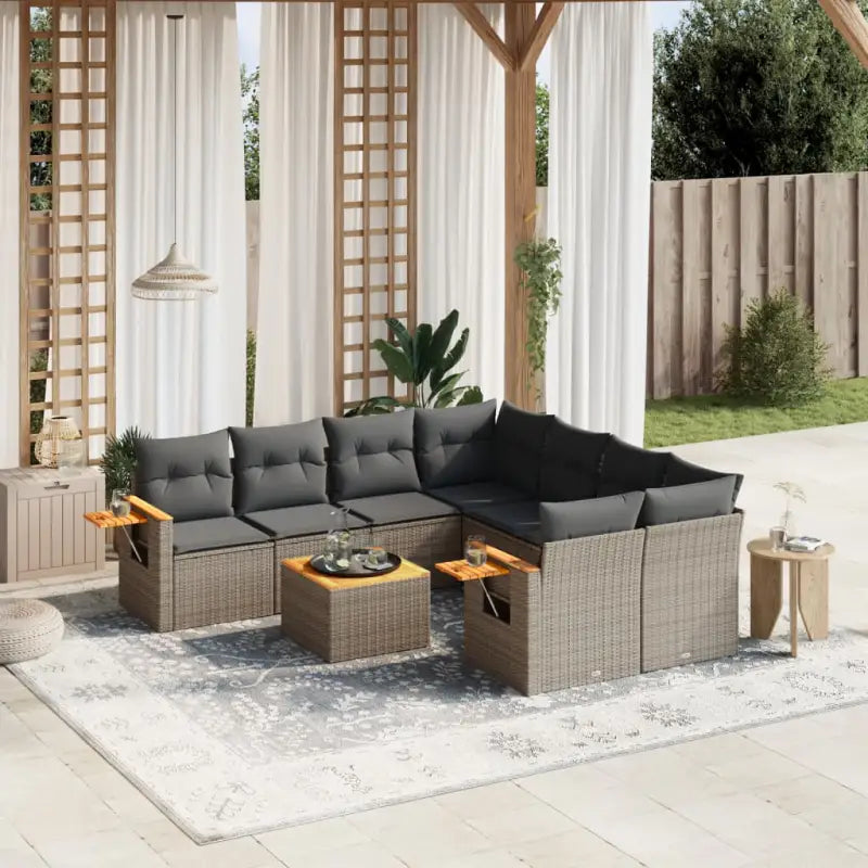 Zwarte loungeset met gepoedercoat staal en waterdichte tas voor buiten - Grijs - Tuinsets