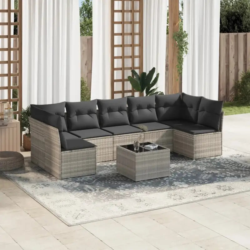 Zwarte loungeset met gepoedercoat staal en waterdichte tas voor buitenplezier - Lichtgrijs / Met tafel - Tuinsets