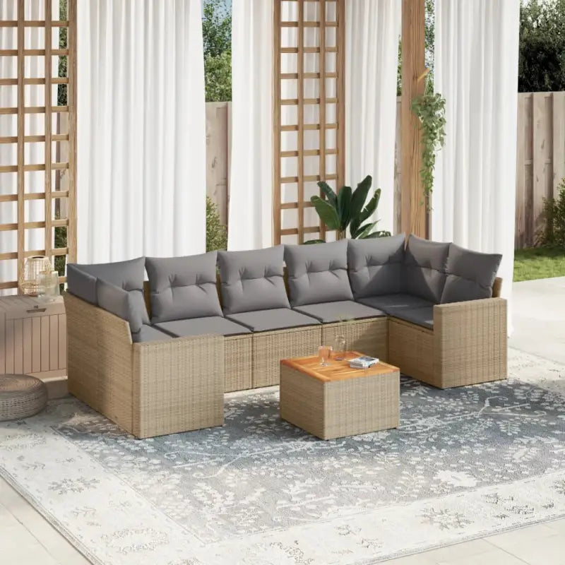 Zwarte loungeset met gepoedercoat staal en waterdichte tas voor buiten - beige mix en lichtgrijs - Tuinsets