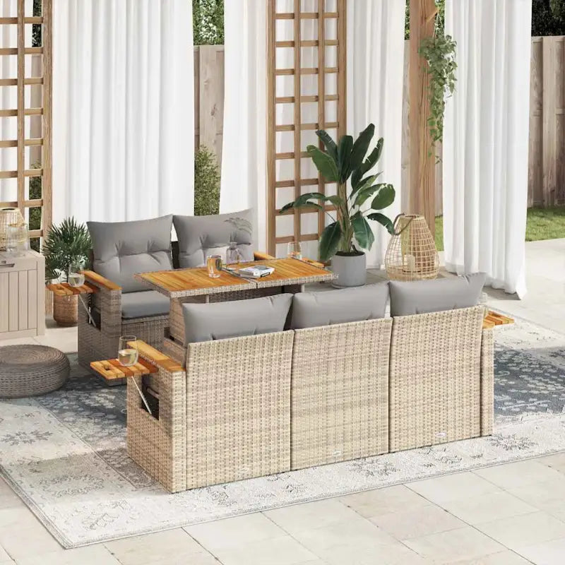 Zwarte loungeset met gepoedercoat staal en waterdichte tas voor buiten - Beige en grijs - Tuinsets