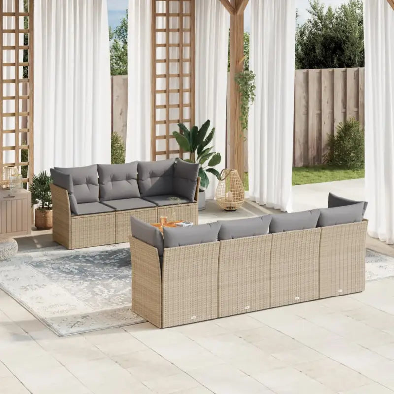 Zwarte loungeset met gepoedercoat staal en waterdichte tas voor buitengebruik - beige mix en grijs / 2x hoek + 3x