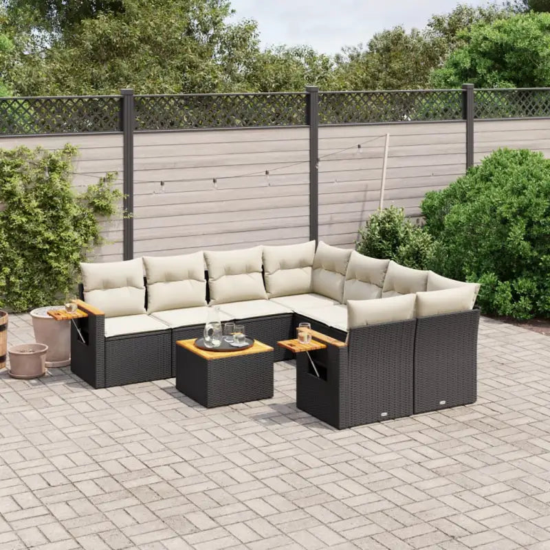 Zwarte loungeset met gepoedercoat staal en waterdichte tas voor buiten - Zwart en crème - Tuinsets