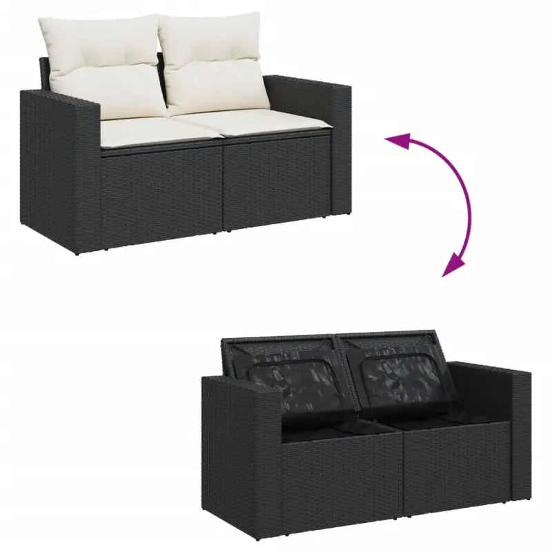 Zwarte loungeset met gepoedercoat staal en waterdichte tas voor buiten - Tuinsets