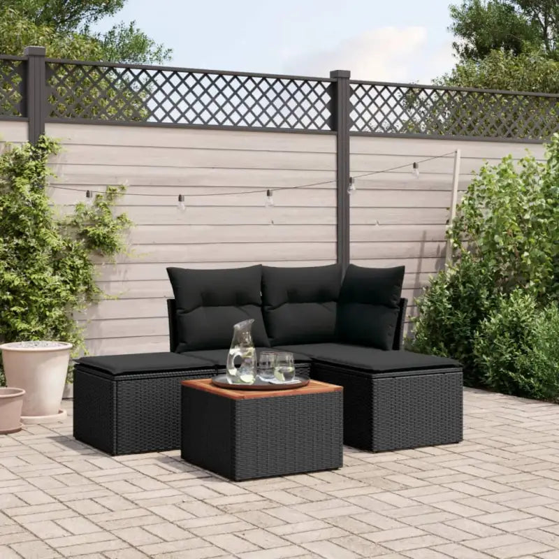 Zwarte loungeset met gepoedercoat staal en waterdichte tas voor buiten - Zwart - Tuinsets