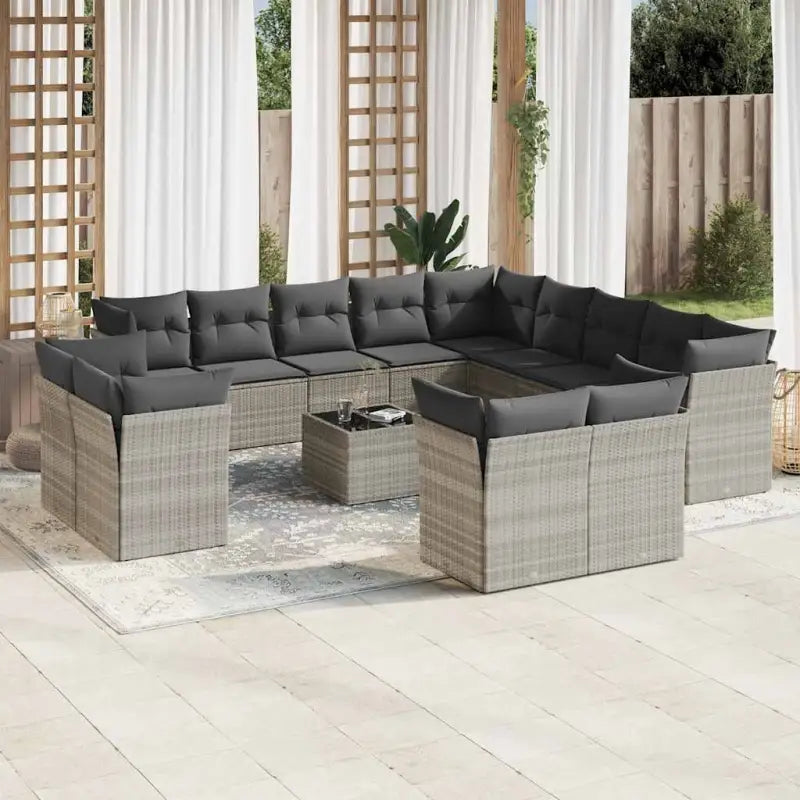 Zwarte loungeset met gepoedercoat staal en waterdichte tas voor buiten - Lichtgrijs / Met tafel - Tuinsets