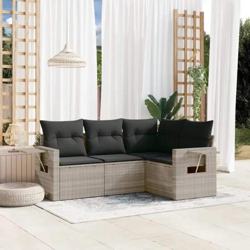 Zwarte loungeset met gepoedercoat staal en waterdichte tas voor buiten ontspanning - Lichtgrijs / Zonder tafel