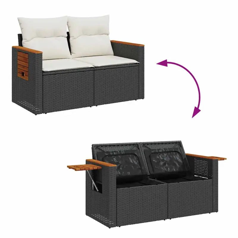 Zwarte loungeset met gepoedercoat staal en waterdichte tas voor buiten - Tuinsets