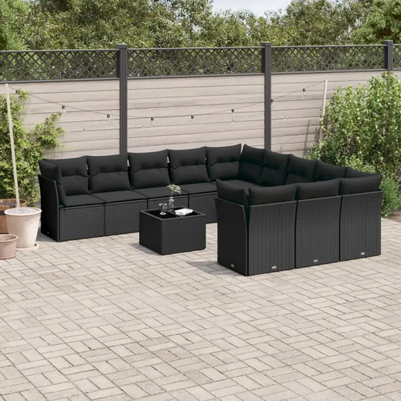 Zwarte loungeset met gepoedercoat staal en waterdichte tas voor buitengebruik - Zwart / Met tafel - Tuinsets