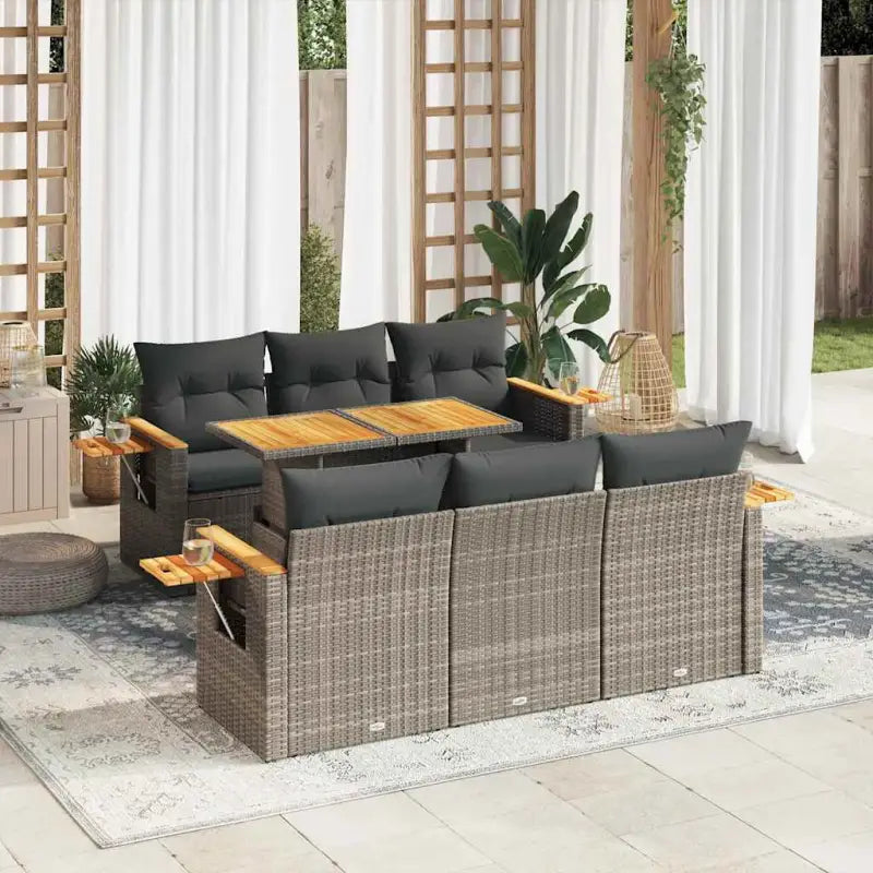 Zwarte loungeset met gepoedercoat staal en waterdichte tas voor buiten - Grijs - Tuinsets