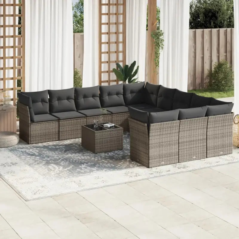 Zwarte loungeset met gepoedercoat staal en waterdichte tas voor buitengebruik - Grijs / Met tafel - Tuinsets