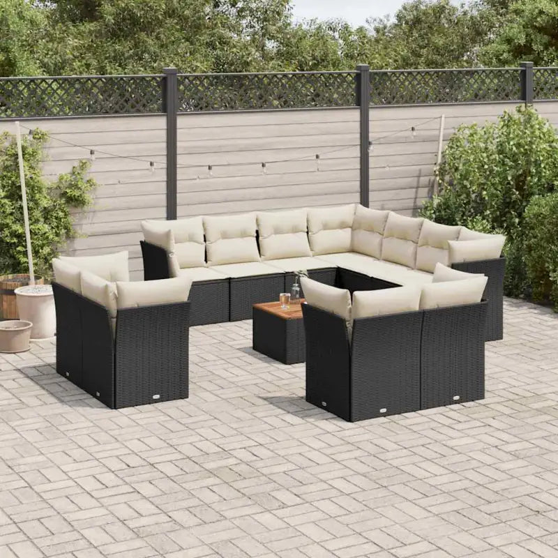Zwarte loungeset met gepoedercoat staal en waterdichte tas voor buiten - Zwart en crème - Tuinsets