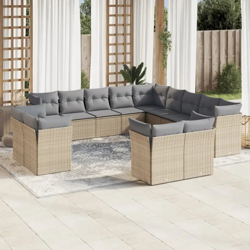 Zwarte loungeset met gepoedercoat staal en waterdichte tas voor buiten - Beige en grijs / Zonder tafel - Tuinsets